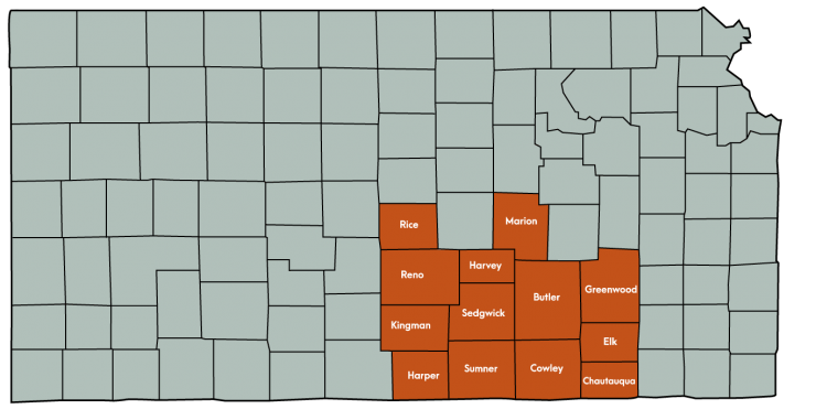 South Central Kansas Economic Development District, Inc. Kansas Map Featuring the following counties: Butler, Chautauqua, Cowley, Elk, Greenwood, Harper, Harvey, Kingman , Marion, Reno, Rice, Sedgwick, Sumner